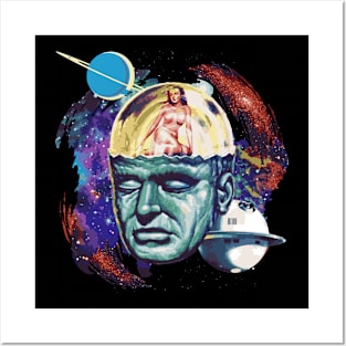 Space Head Pin Up Retro Posters and Art